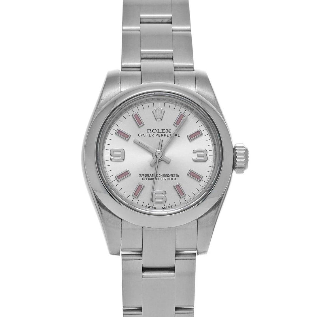 ROLEX OYSTER PERPETUAL SILVER WATCH: ROLEX Oyster Perpetual Silver WATCH Brand: ROLEX Type: Wristwatch Material: Band Material Stainless steel, Case Material Stainless steel Color: Dial Color Silver Size: Case H/about 26mm