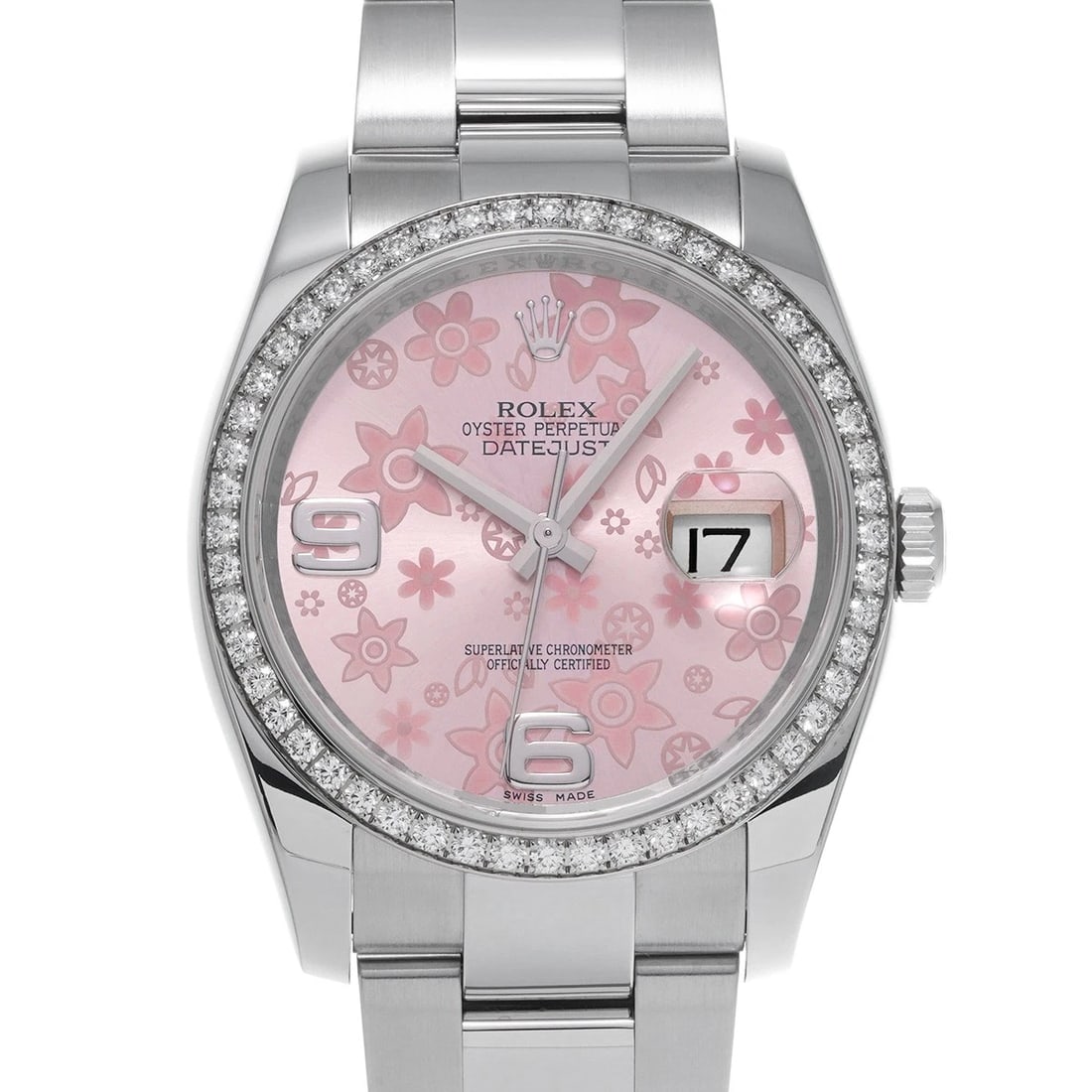 ROLEX DATEJUST PINK FLOWER WATCH: ROLEX Datejust Pink flower WATCH Brand: ROLEX Type: Wristwatch Material: Band Material Stainless steel, Case Material Stainless steel Color: Dial Color Pink flower Size: Case H/about 36mm
