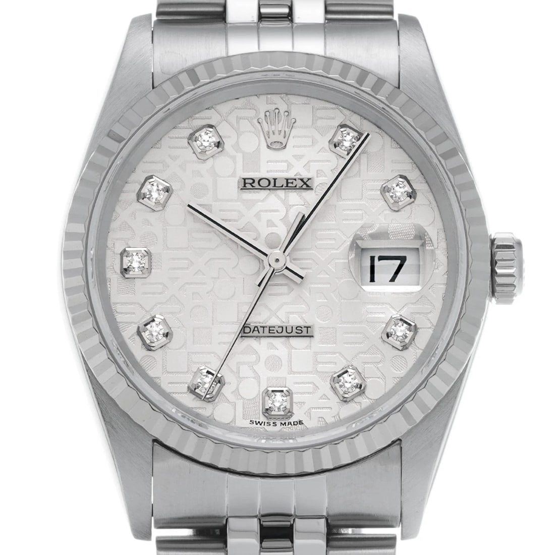 ROLEX DATEJUST SILVER COMPUTER DIAMOND WATCH - 4