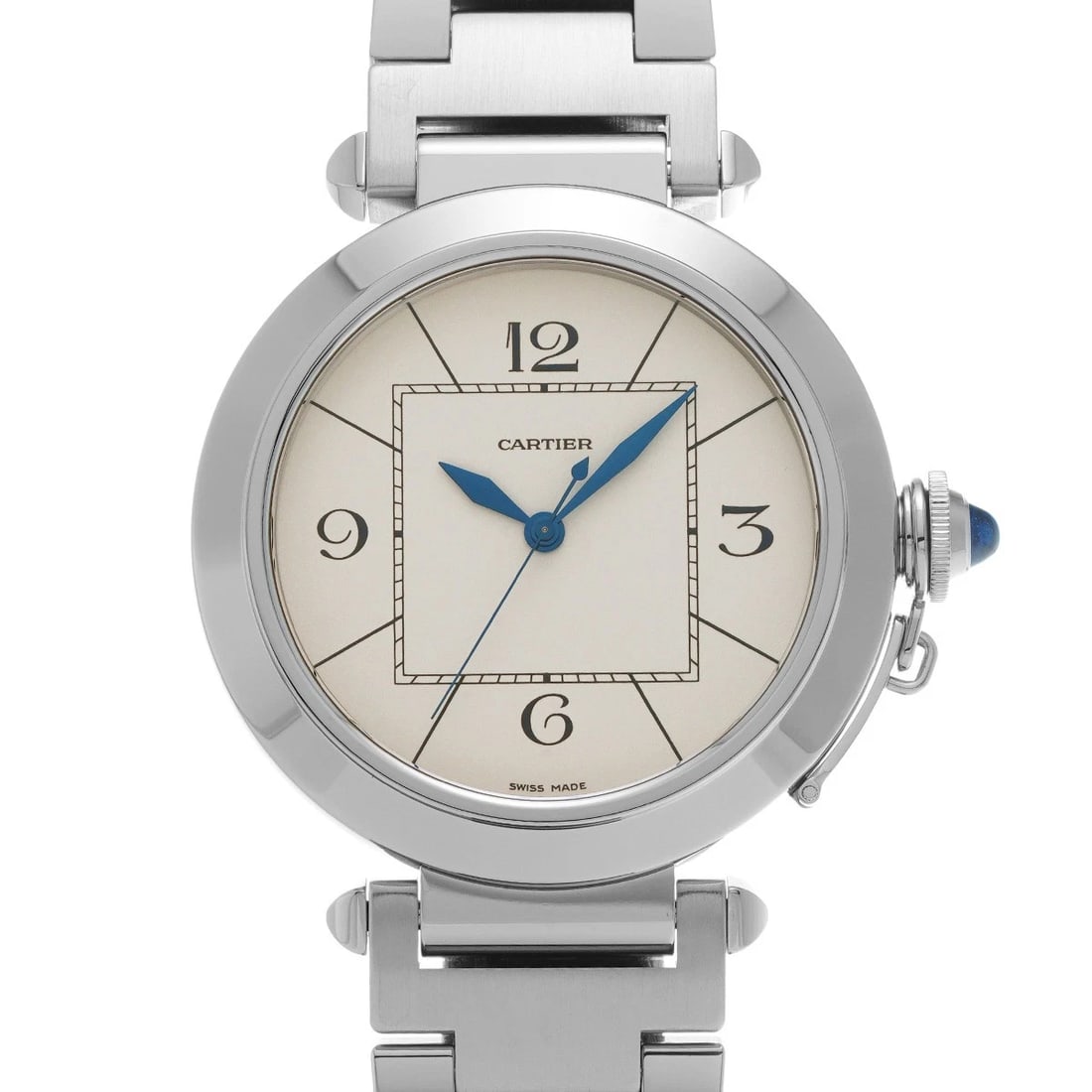 CARTIER PASHA IVORY WATCH: CARTIER Pasha Ivory WATCH Brand: CARTIER Type: Wristwatch Material: Band Material Stainless steel, Case Material Stainless steel Color: Dial Color Ivory Size: Case H/about 42mm W/about 42mm