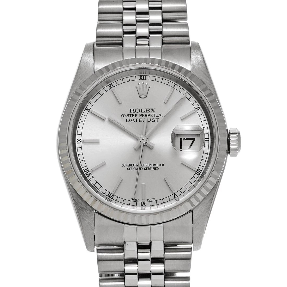 ROLEX DATEJUST SILVER WATCH: ROLEX Datejust Silver WATCH Brand: ROLEX Type: Wristwatch Material: Band Material Stainless steel, Case Material Stainless steel Color: Dial Color Silver Size: Case H/about 36mm W/about 36mm