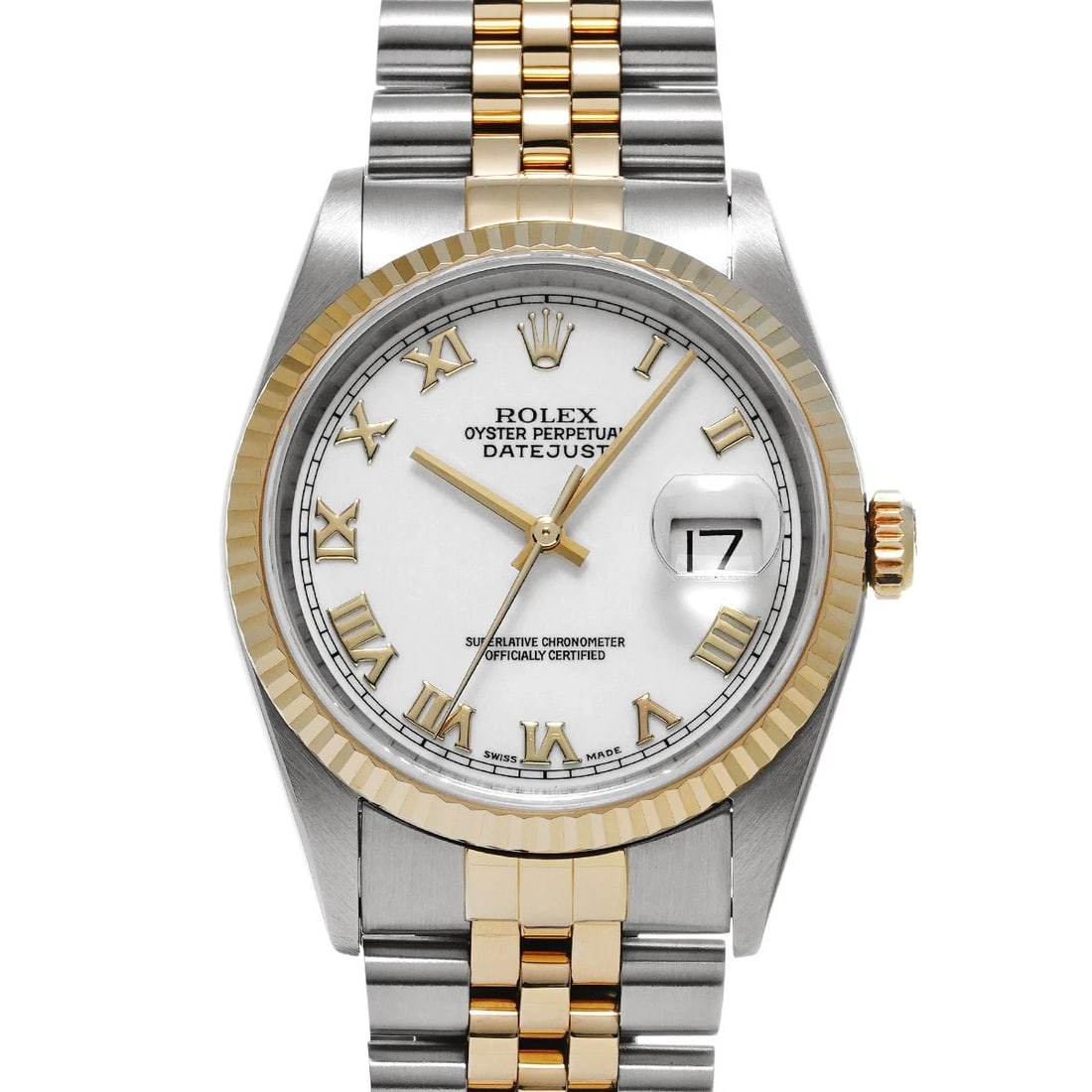 ROLEX DATEJUST WHITE WATCH: ROLEX Datejust white WATCH Brand: ROLEX Type: Wristwatch Material: Band Material Stainless steel/Yellow Gold, Case Material Stainless steel Color: Dial Color white Size: Case H/about 36mm