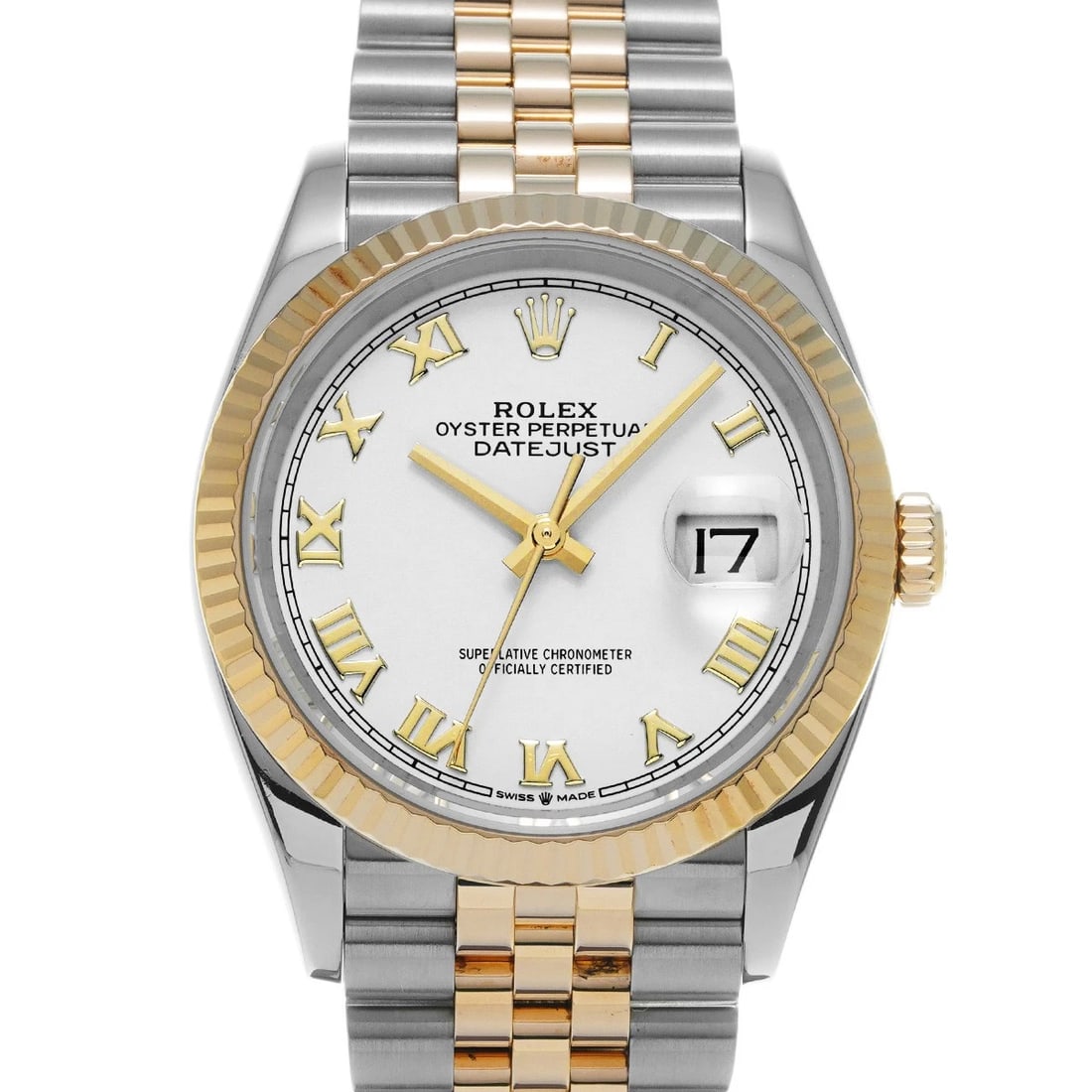 ROLEX DATEJUST WHITE WATCH: ROLEX Datejust white WATCH Brand: ROLEX Type: Wristwatch Material: Band Material Stainless steel/Yellow Gold, Case Material Stainless steel Color: Dial Color white Size: Case H/about 36mm W/about