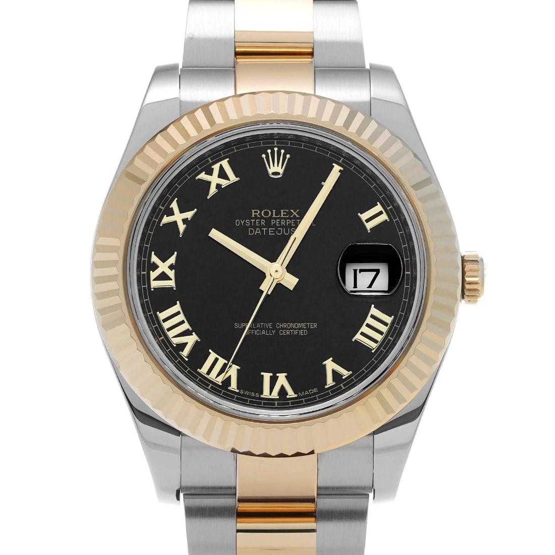 ROLEX DATEJUST BLACK WATCH: ROLEX Datejust black WATCH Brand: ROLEX Type: Wristwatch Material: Band Material Stainless steel/Yellow Gold, Case Material Stainless steel Color: Dial Color black Size: Case H/about 41mm