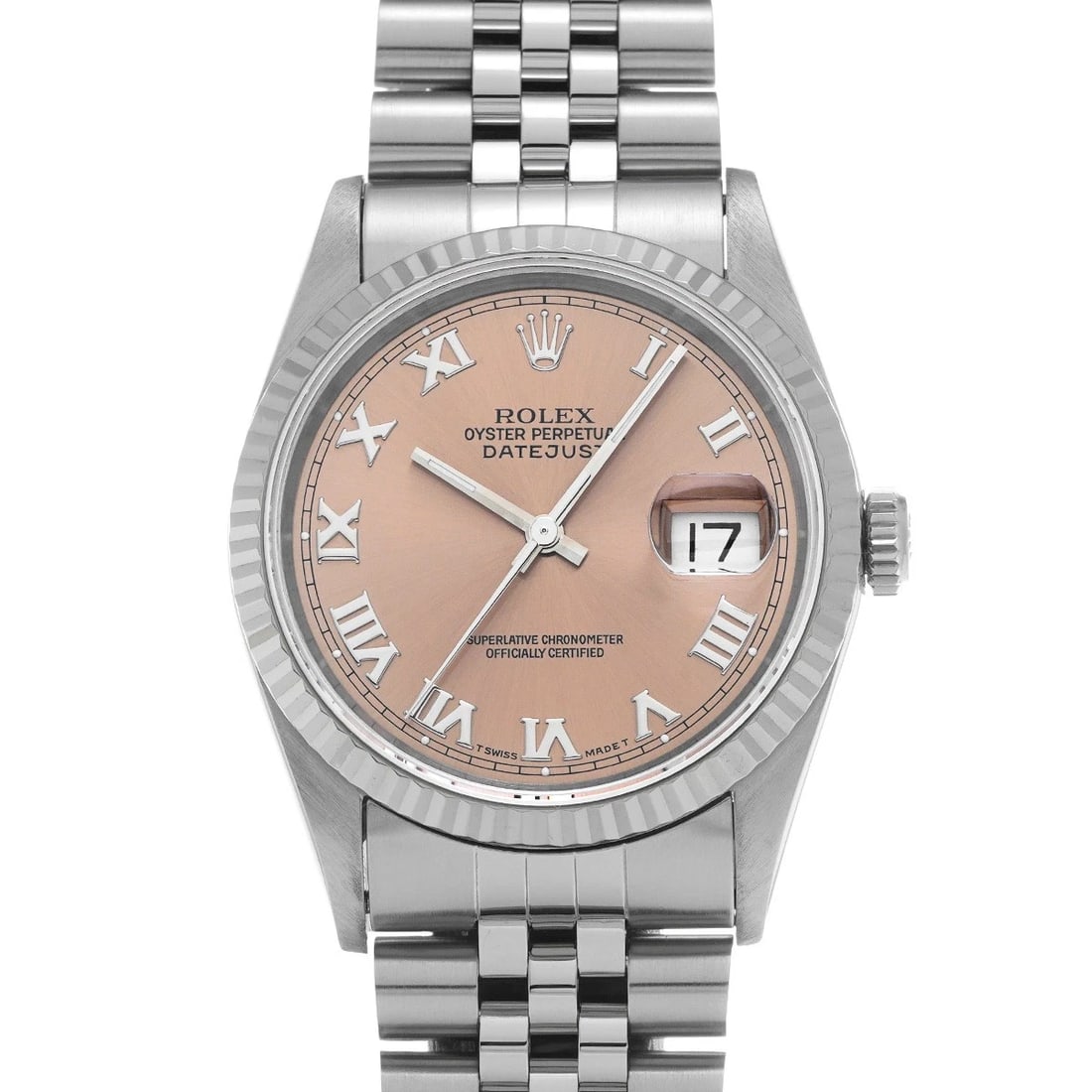 ROLEX DATEJUST PINK WATCH: ROLEX Datejust pink WATCH Brand: ROLEX Type: Wristwatch Material: Band Material Stainless steel, Case Material Stainless steel Color: Dial Color pink Size: Case H/about 36mm W/about 36mm