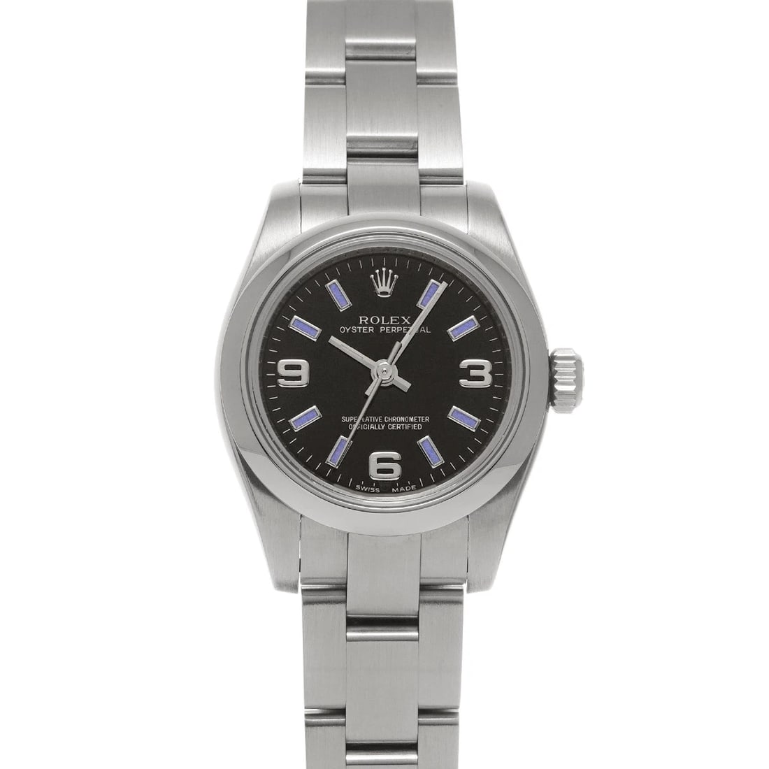 ROLEX OYSTER PERPETUAL BLACK WATCH: ROLEX Oyster Perpetual black WATCH Brand: ROLEX Type: Wristwatch Material: Band Material Stainless steel, Case Material Stainless steel Color: Dial Color black Size: Case H/about 26mm W/about