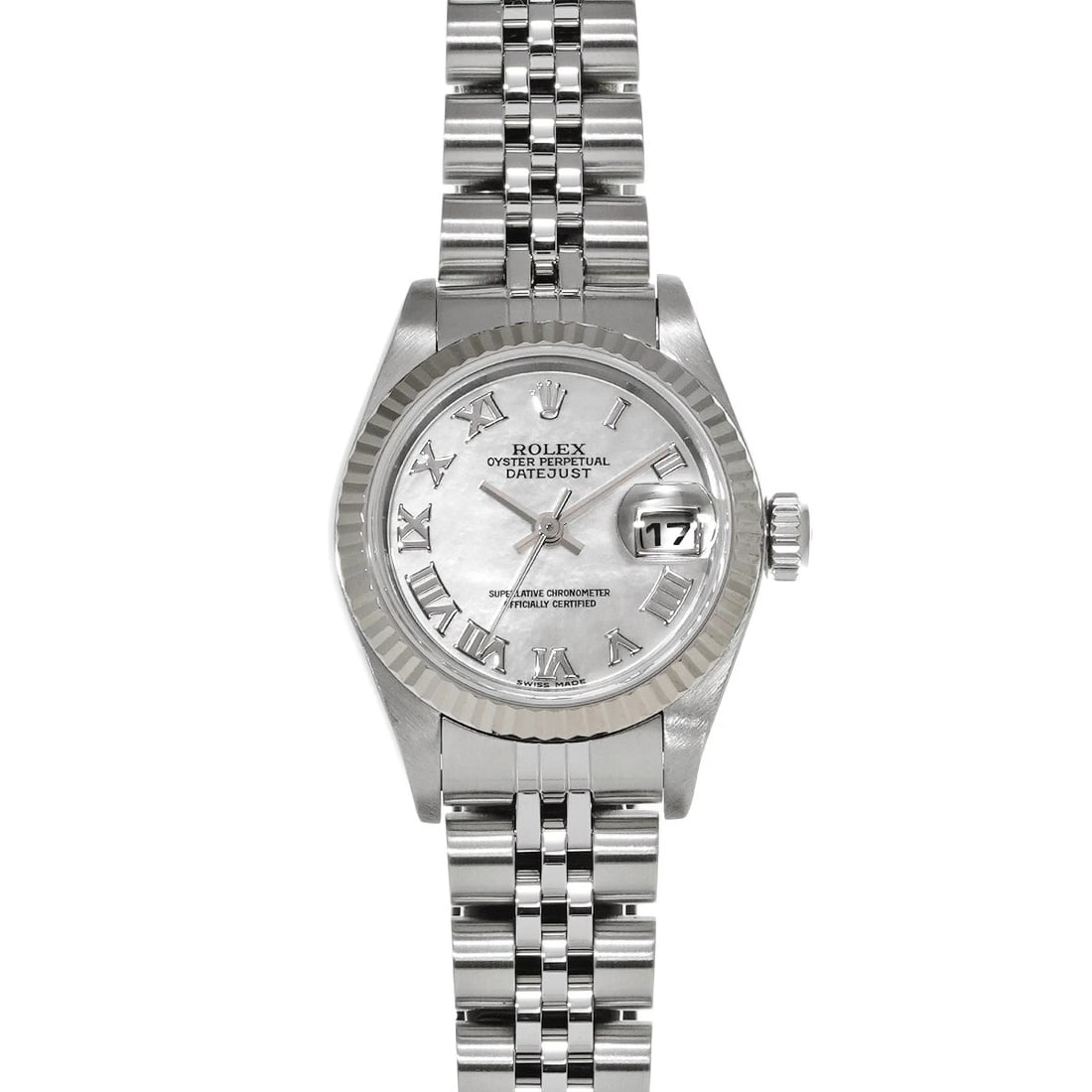 ROLEX DATEJUST WHITE SHELL WATCH: ROLEX Datejust White shell WATCH Brand: ROLEX Type: Wristwatch Material: Band Material Stainless steel, Case Material Stainless steel Color: Dial Color White shell Size: Case H/about 26mm