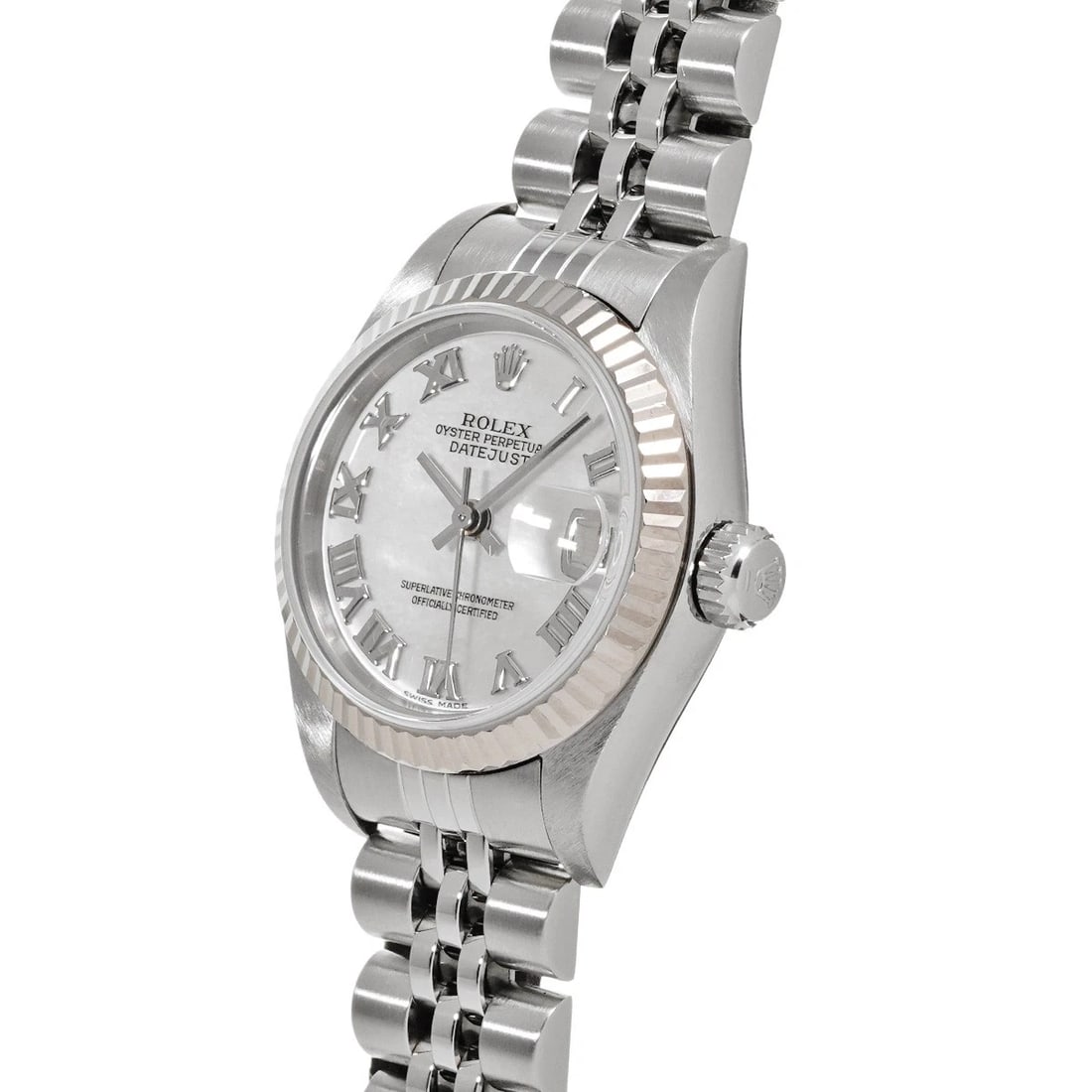 ROLEX DATEJUST WHITE SHELL WATCH - 2