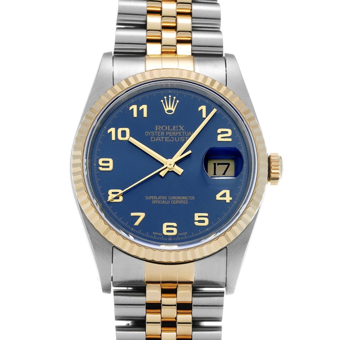 ROLEX DATEJUST BLUE WATCH: ROLEX Datejust blue WATCH Brand: ROLEX Type: Wristwatch Material: Band Material Stainless steel/Yellow Gold, Case Material Stainless steel Color: Dial Color blue Size: Case H/about 36mm W/about 36