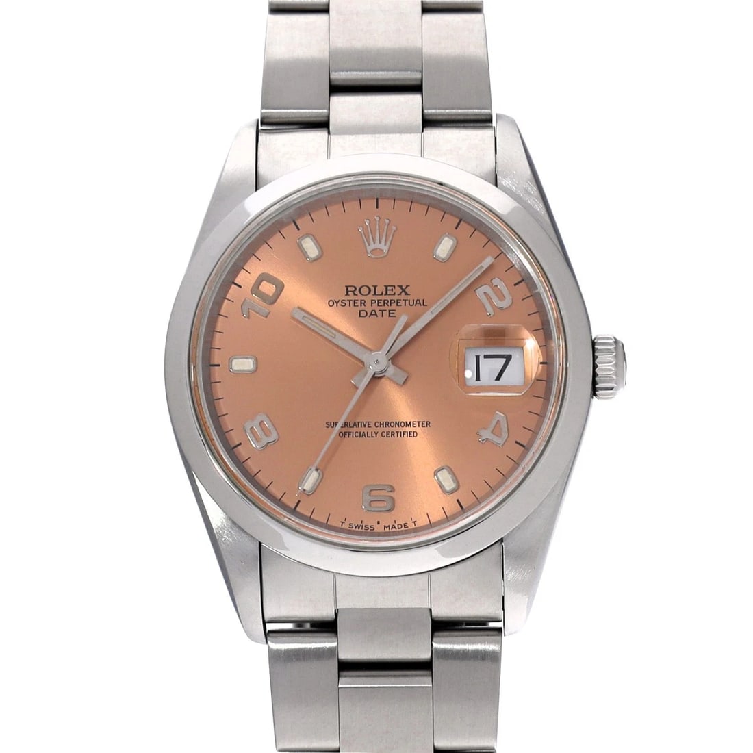 ROLEX OYSTER PERPETUAL PINK WATCH: ROLEX Oyster Perpetual pink WATCH Brand: ROLEX Type: Wristwatch Material: Band Material Stainless steel, Case Material Stainless steel Color: Dial Color pink Size: Case H/about 34mm W/about