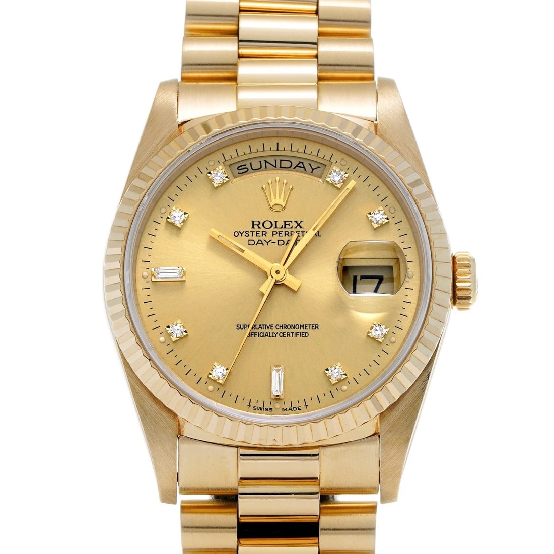 ROLEX DAY DATE CHAMPAGNE DIAMOND WATCH (1 of 5)