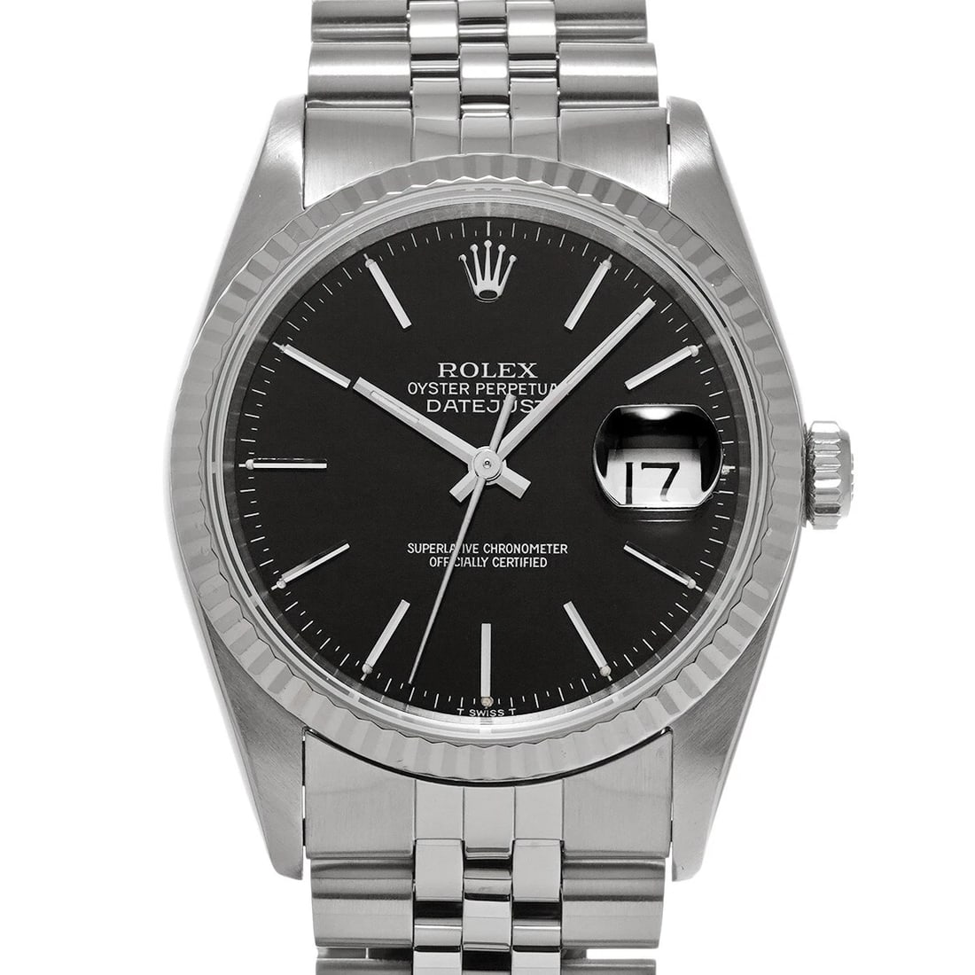 ROLEX DATEJUST BLACK WATCH: ROLEX Datejust black WATCH Brand: ROLEX Type: Wristwatch Material: Band Material Stainless steel, Case Material Stainless steel Color: Dial Color black Size: Case H/about 36mm W/about 36mm D/about