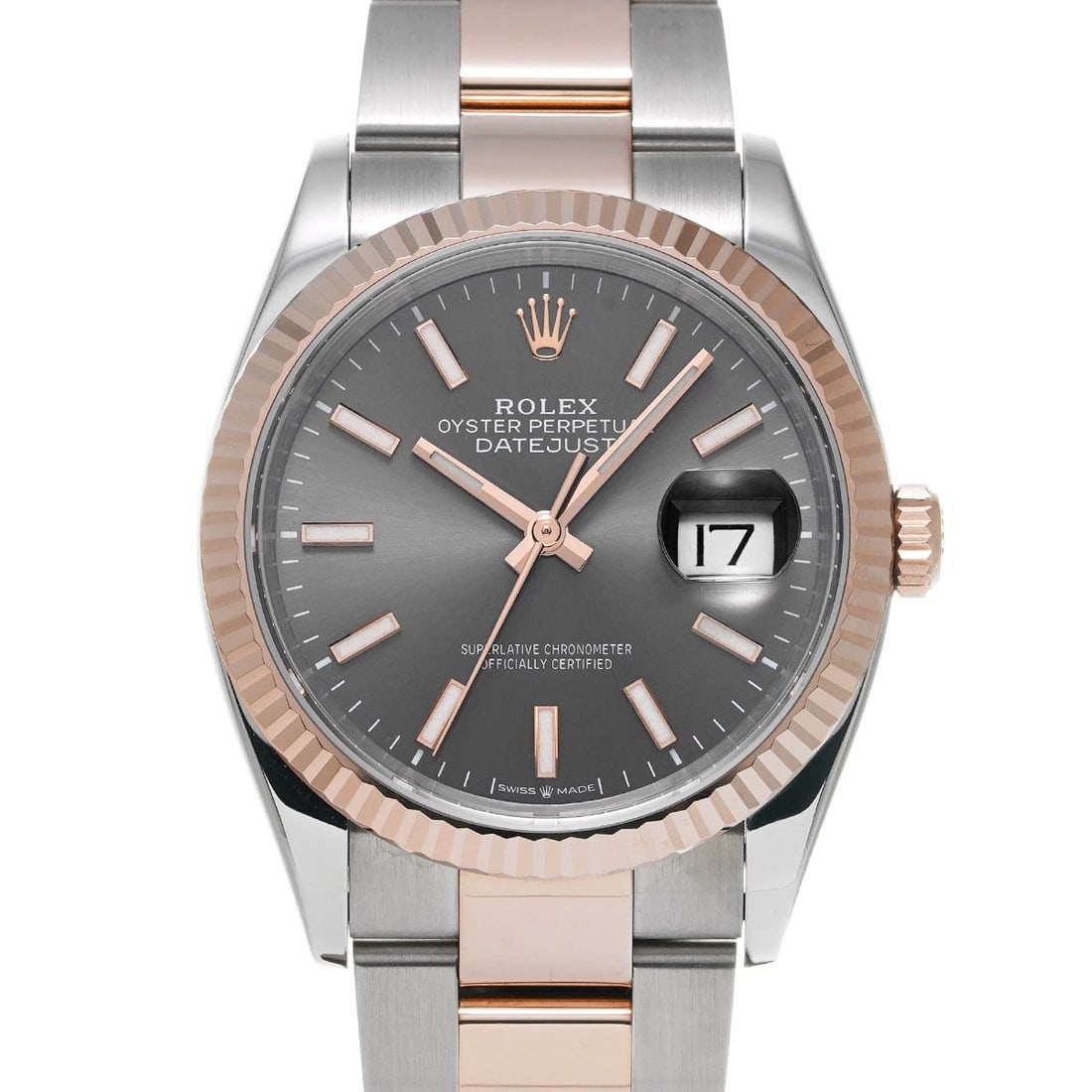 ROLEX DATEJUST SLATE WATCH: ROLEX Datejust slate WATCH Brand: ROLEX Type: Wristwatch Material: Band Material Stainless steel/Everrose gold, Case Material Stainless steel Color: Dial Color slate Size: Case H/about 36mm W/abou