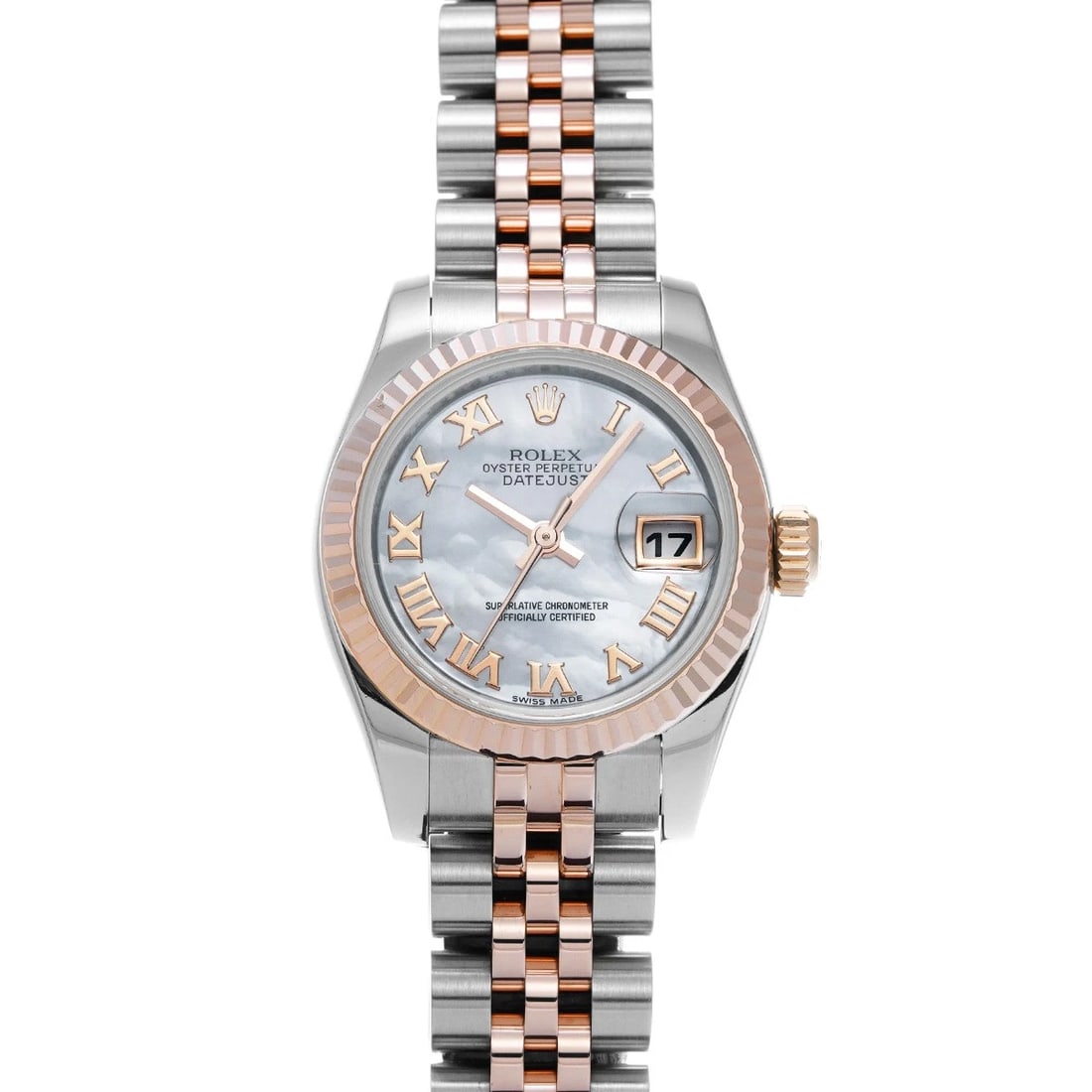ROLEX DATEJUST WHITE SHELL WATCH (1 of 5)