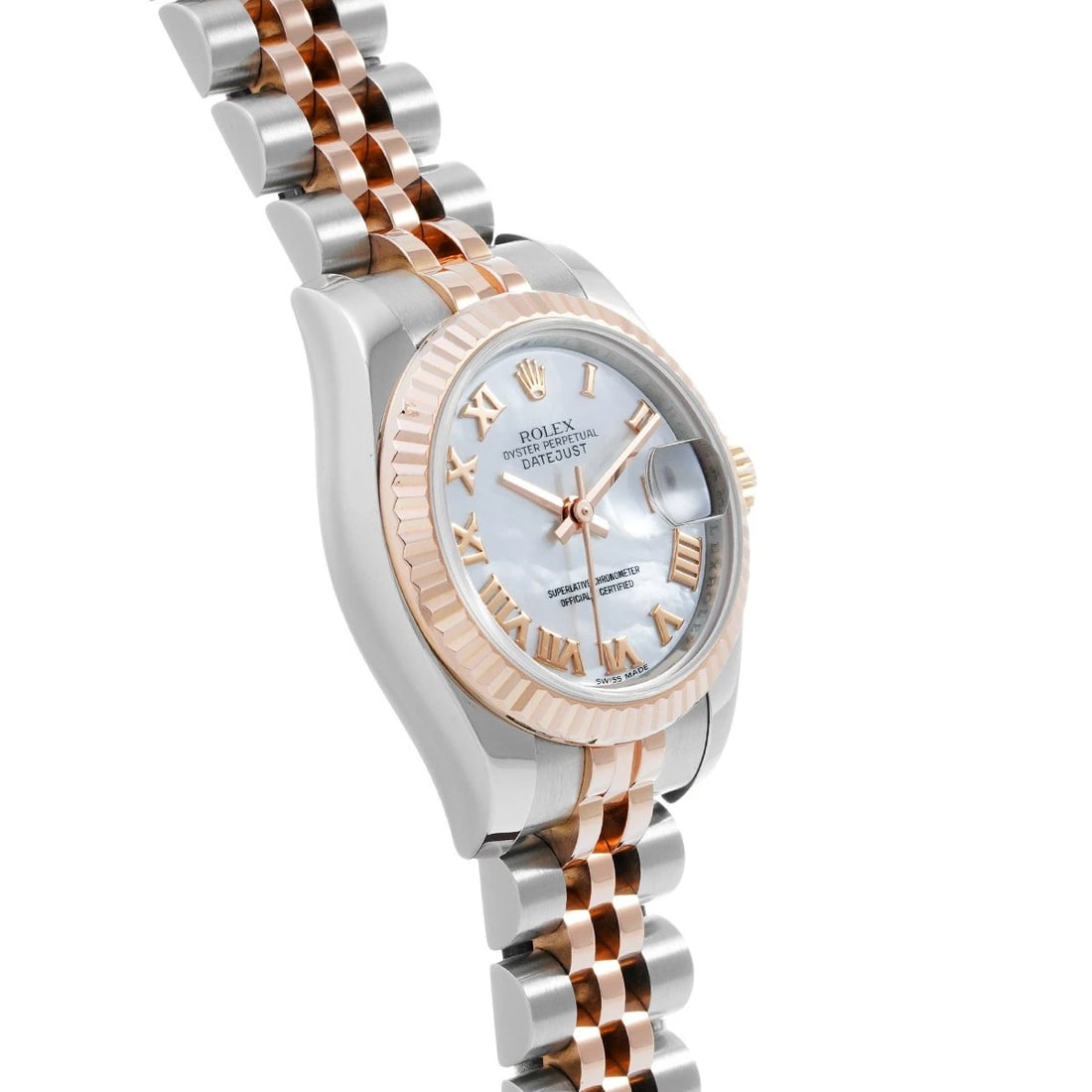 ROLEX DATEJUST WHITE SHELL WATCH - 3