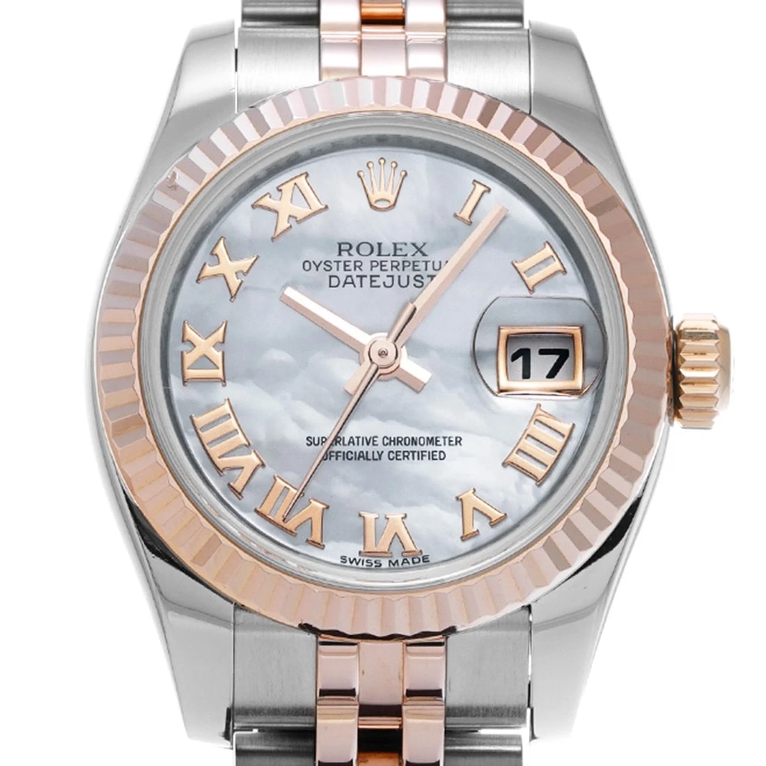 ROLEX DATEJUST WHITE SHELL WATCH - 5