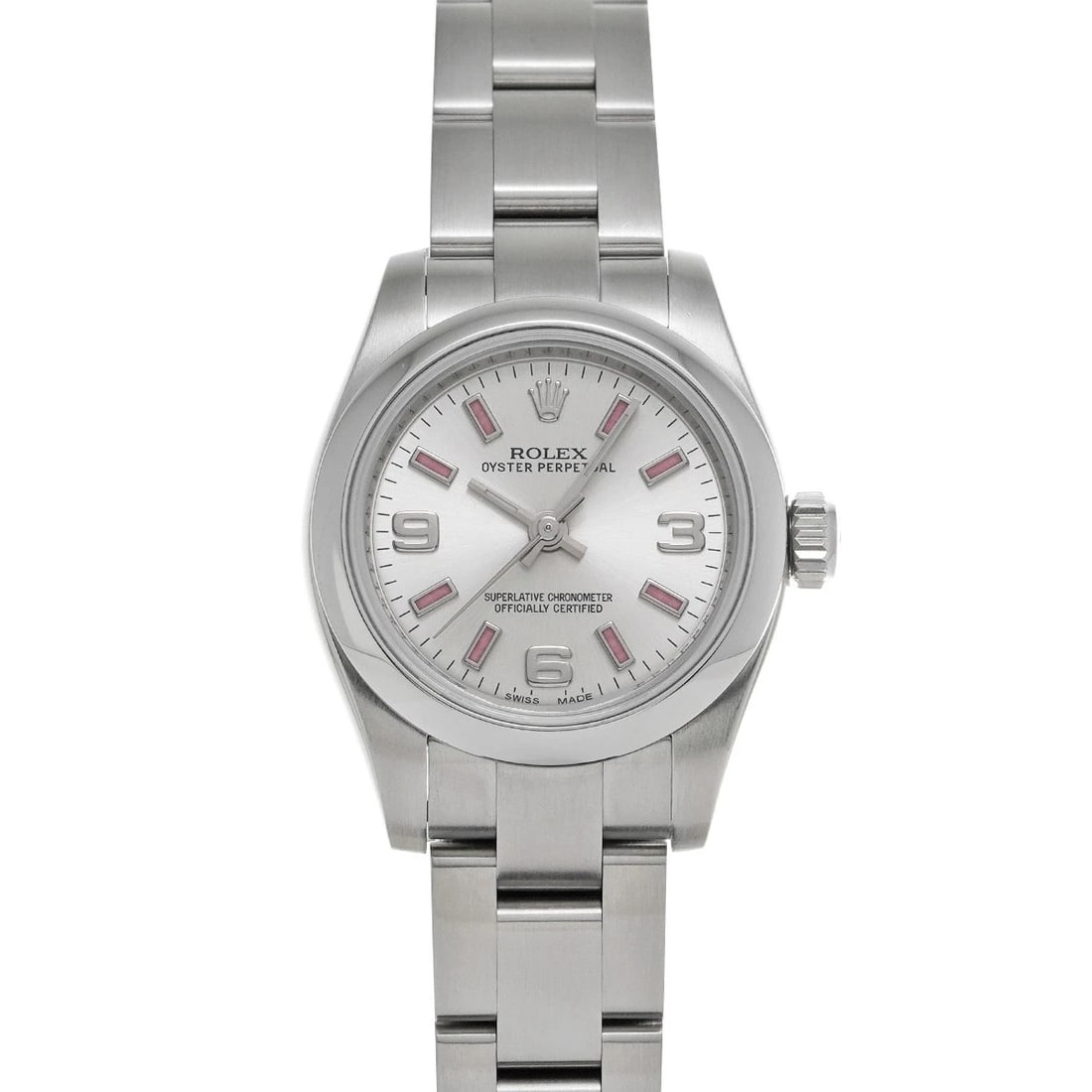 ROLEX OYSTER PERPETUAL SILVER WATCH: ROLEX Oyster Perpetual Silver WATCH Brand: ROLEX Type: Wristwatch Material: Band Material Stainless steel, Case Material Stainless steel Color: Dial Color Silver Size: Case H/about 26mm