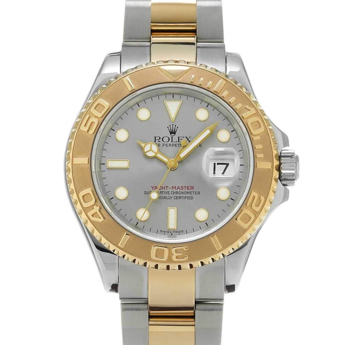 ROLEX YACHT MASTER GRAY WATCH: ROLEX Yacht Master gray WATCH Brand: ROLEX Type: Wristwatch Material: Band Material Stainless steel/Yellow Gold, Case Material Stainless steel Color: Dial Color gray Size: Case H/about 40mm