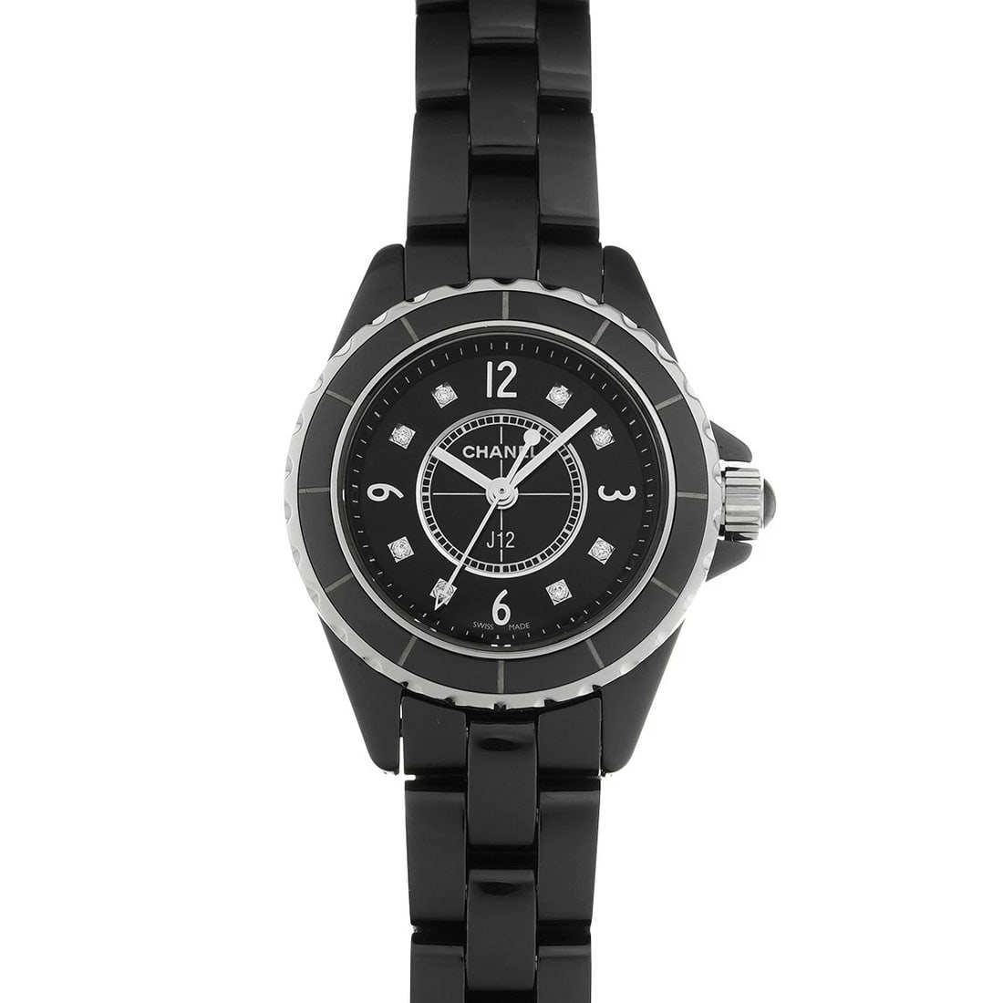 CHANEL J12 BLACK LACQUER DIAMOND WATCH (1 of 4)