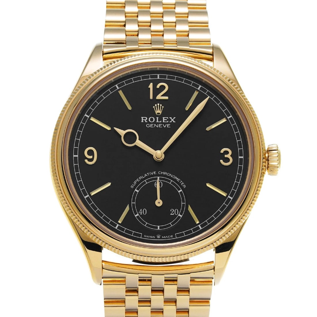 ROLEX BLACK WATCH: ROLEX black WATCH Brand: ROLEX Type: Wristwatch Material: Band Material Yellow Gold, Case Material Yellow Gold Color: Dial Color black Size: Case H/about 39mm W/about 39mm D/about 9.5mm lug