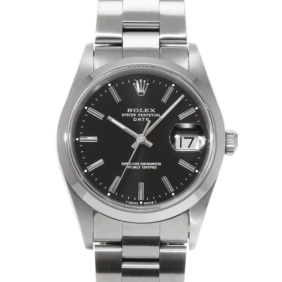 ROLEX OYSTER PERPETUAL BLACK WATCH: ROLEX Oyster Perpetual black WATCH Brand: ROLEX Type: Wristwatch Material: Band Material Stainless steel, Case Material Stainless steel Color: Dial Color black Size: Case H/about 34mm W/about 34mm