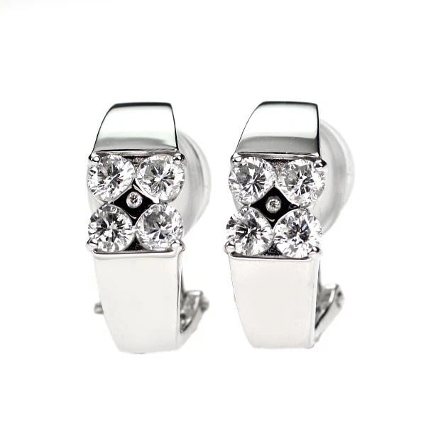 K18WG DIAMOND EARRINGS AND EARRINGS: K18WG DIAMOND EARRINGS AND EARRINGS Brand: None Type: piercing Material: Metal K18WG Main Stone/Creation Natural Color: None Size: Length/Width/Diameter16.1 Width/Thickness6.3 Accessories: