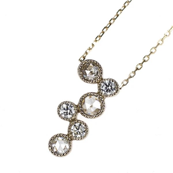 K18CG ROSE CUT DIAMOND PENDANT NECKLACE: K18CG Rose Cut Diamond Pendant Necklace Brand: None Type: pendant necklace Material: Metal K18CG Main Stone/Creation Natural Color: None Size: Necklace: Chain Length