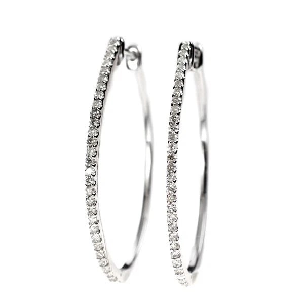 K14WG DIAMOND HOOP EARRINGS: K14WG DIAMOND HOOP EARRINGS Brand: None Type: piercing Material: Metal K14WG Main Stone/Creation Natural Color: None Size: Length/Width/Diameter32.7Width/Thickness1.5 Accessories: None