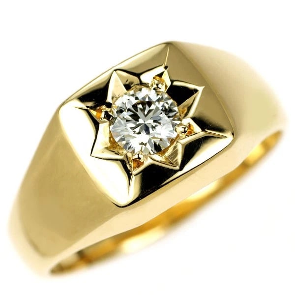 K18YG DIAMOND RING: K18YG Diamond Ring Brand: None Type: ring Material: Metal K18YG Main Stone/Creation Natural Color: None Size: 8.25 - 8.5 US Accessories: None Accessories Notice: When purchasing pre-owned