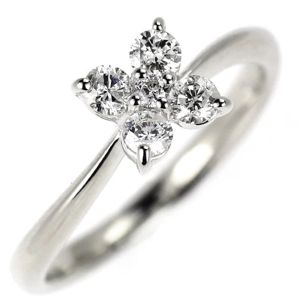 K18WG FLOWER DIAMOND RING: K18WG flower diamond ring Brand: None Type: ring Material: Metal K18WG Main Stone/Creation Natural Color: Platinum Size: 4.5 US Accessories: None Accessories Notice: When purchasing pre-ow