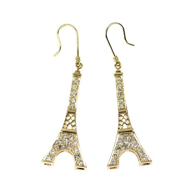 K18YG EIFFEL TOWER MOTIF DIAMOND EARRINGS: K18YG Eiffel Tower motif diamond earrings Brand: None Type: piercing Material: Metal K18YG Main Stone/Creation Natural Color: yellow Size: Length/Width/Diameter39.5Width/Thickness12.0 
