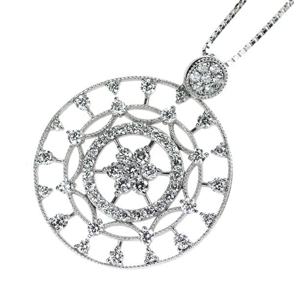 PT900/ PT850 DIAMOND PENDANT NECKLACE: Pt900/ Pt850 Diamond Pendant Necklace Brand: None Type: pendant necklace Material: Metal Pt900/ Pt850 Main Stone/Creation Natural Color: None Size: Necklace: Chain Length 45