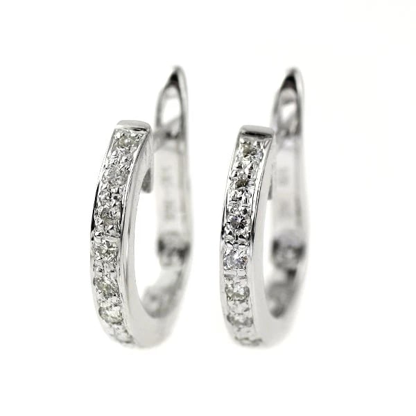 K18WG DIAMOND EARRING HOOP: K18WG diamond earring hoop Brand: None Type: piercing Material: Metal K18WG Main Stone/Creation Natural Color: None Size: Length/Width/Diameter11.6Width/Thickness1.8 Accessories: None
