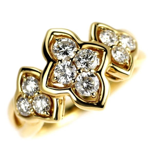 K18YG DIAMOND RING: K18YG diamond ring Brand: None Type: ring Material: Metal K18YG Main Stone/Creation Natural Color: None Size: 5.5 - 5.75 US Accessories: None Accessories Notice: When purchasing pre-owned