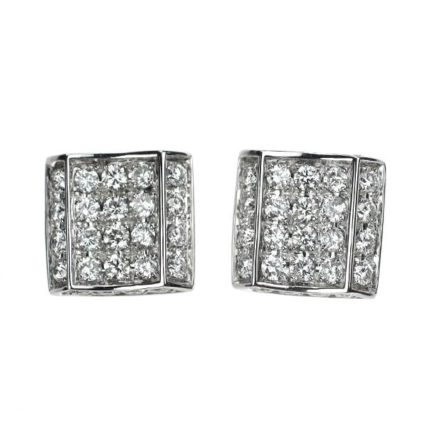 K18WG PAVÉ DIAMOND EARRING: K18WG pavé diamond earring Brand: None Type: piercing Material: Metal K18WG Main Stone/Creation Natural Color: None Size: Length/Width/Diameter10.3Width/Thickness9.8 Accessories: None Acce