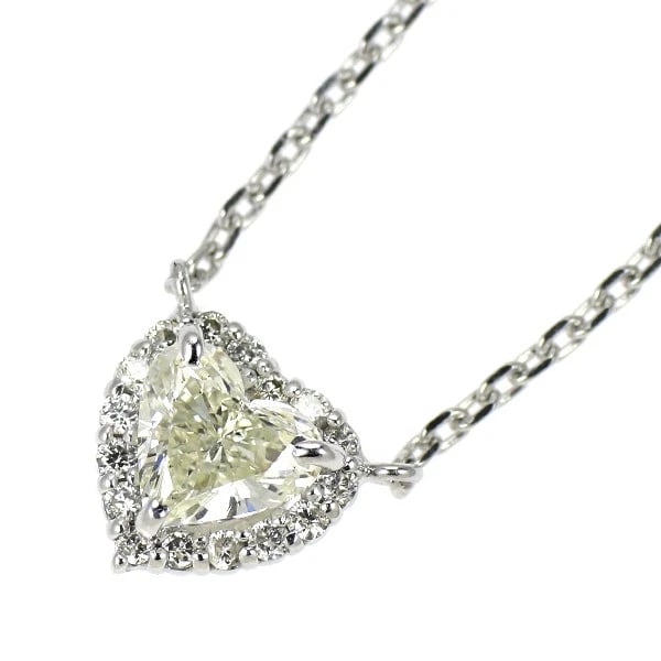 K18WG HEART SHAPE DIAMOND PENDANT NECKLACE: K18WG Heart Shape Diamond Pendant Necklace Brand: None Type: pendant necklace Material: Metal K18WG Main Stone/Creation Natural Color: None Size: Necklace: Chain Length