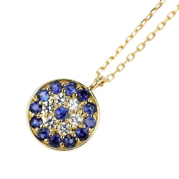 STAR JEWELRY K18YG BLUE/WHITE SAPPHIRE PENDANT NECKLACE (1 of 2)