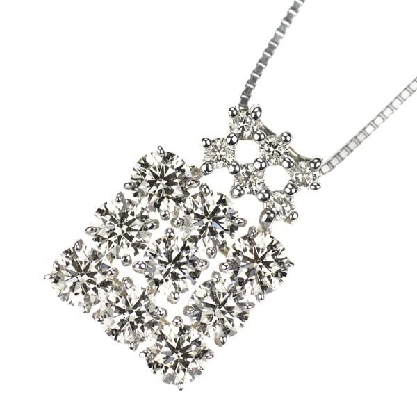 PT900/850 DIAMOND PENDANT NECKLACE: Pt900/850 Diamond Pendant Necklace Brand: None Type: pendant necklace Material: Metal Pt850 Main Stone/Creation Natural Color: Platinum Size: Necklace: Chain Length ?45