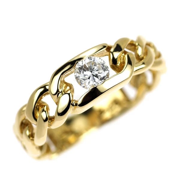 K18YG DIAMOND RING: K18YG diamond ring Brand: None Type: ring Material: Metal K18YG Main Stone/Creation Natural Color: None Size: 5.5 - 5.75 US Accessories: None Accessories Notice: When purchasing pre-owned