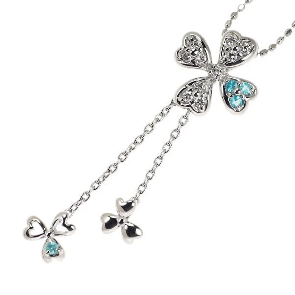 K18WG PARAIBA TOURMALINE DIAMOND PENDANT NECKLACE: K18WG Paraiba Tourmaline Diamond Pendant Necklace Brand: None Type: pendant necklace Material: Metal K18WG Main Stone/Creation tourmaline Color: None Size: Necklace: Chain Length ?45