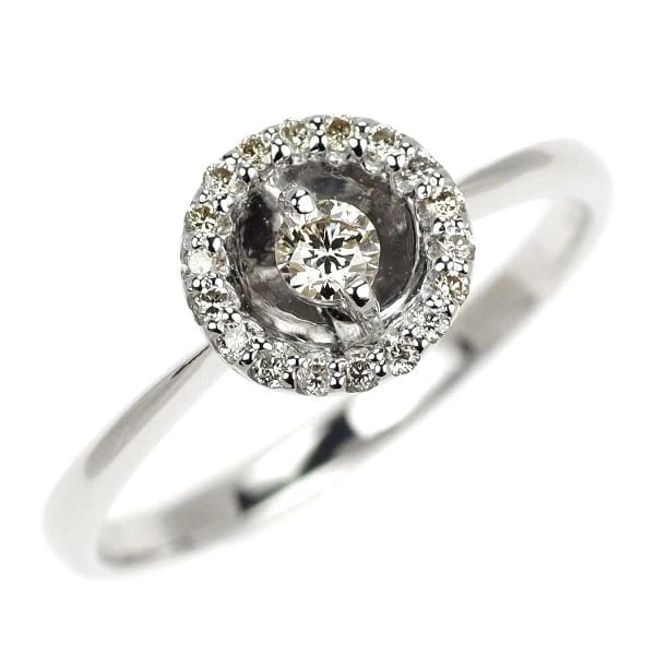 K18WG DIAMOND RING: K18WG diamond ring Brand: None Type: ring Material: Metal K18WG Main Stone/Creation Natural Color: None Size: 5.5 - 5.75 US Accessories: None Accessories Notice: When purchasing pre-owned