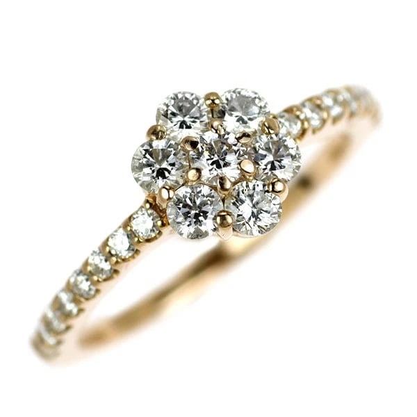 K18PG FLOWER DIAMOND RING: K18PG flower diamond ring Brand: None Type: ring Material: Metal K18PG Main Stone/Creation Natural Color: pink gold Size: 3.25 US Accessories: None Accessories Notice: When purchasing pre-