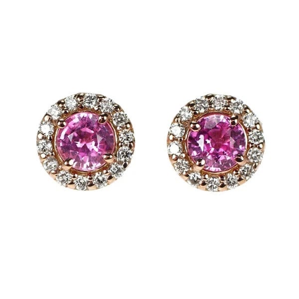 K18PG PINK SAPPHIRE DIAMOND EARRINGS: K18PG Pink Sapphire Diamond Earrings Brand: None Type: piercing Material: Metal K18PG Main Stone/Creation sapphires Color: None Size: Length/Width/Diameter7.7Width/Thickness7.6 Accessories: