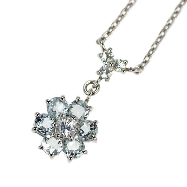 VENDOME AOYAMA PT900/ PT850 AQUAMARINE WHITE SAPPHIRE PENDANT NECKLACE: Vendome Aoyama Pt900/ Pt850 Aquamarine White Sapphire Pendant Necklace Brand: Vendome Aoyama Type: pendant necklace Material: Metal Platinum Main Stone/Creation Aquamarine Color: None Size: