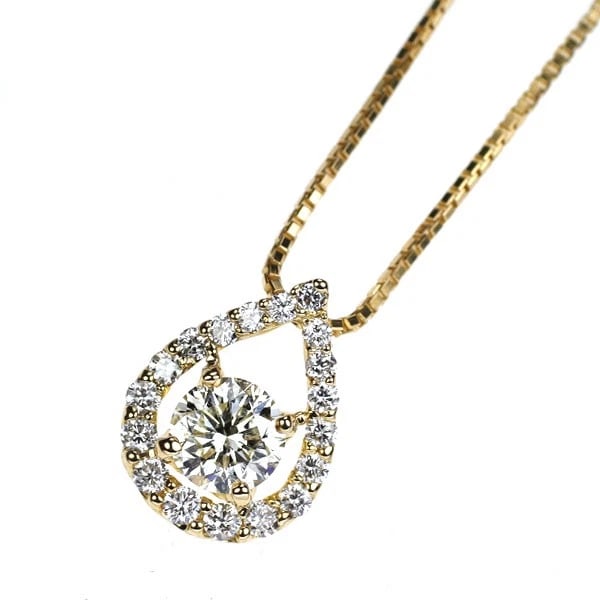 K18YG DIAMOND PENDANT NECKLACE: K18YG Diamond Pendant Necklace Brand: None Type: pendant necklace Material: Metal K18YG Main Stone/Creation Natural Color: yellow Size: Necklace: Chain Length ?45