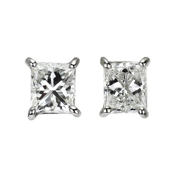 PT900 PRINCESS CUT DIAMOND EARRINGS: Pt900 Princess Cut Diamond Earrings Brand: None Type: piercing Material: Metal Pt900 Main Stone/Creation Natural Color: None Size: Length/Width/Diameter5.1Width/Thickness4.1 Accessories: None