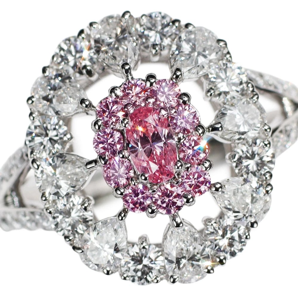 PT950 NATURAL VIVID PINK DIAMOND RING: Pt950 Natural Vivid Pink Diamond Ring Brand: None Type: ring Material: Metal Pt950 Main Stone/Creation Natural Color: None Size: 6.75 - 7 US Accessories: None Accessories Notice: When purc