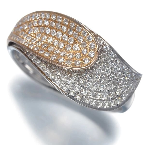 DIAMOND PAVED BICOLOR RING 18K 750 WHITE ROSE GOLD (1 of 2)