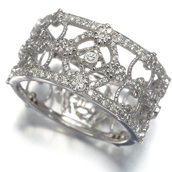 DIAMOND OPENWORK RING 18K 750 WHITE GOLD (1 of 3)