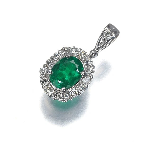 EMERALD DIAMOND CLASSIC PENDANT 18K 750 WHITE GOLD (1 of 2)